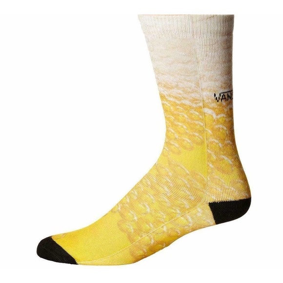Vans Men's Off The Wall Froth Beer Crew Socks - Yellow/White - Picture 2 of 2